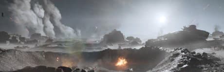 A rocky, lonely moon with extremely valuable mineral deposits underneath the surface.